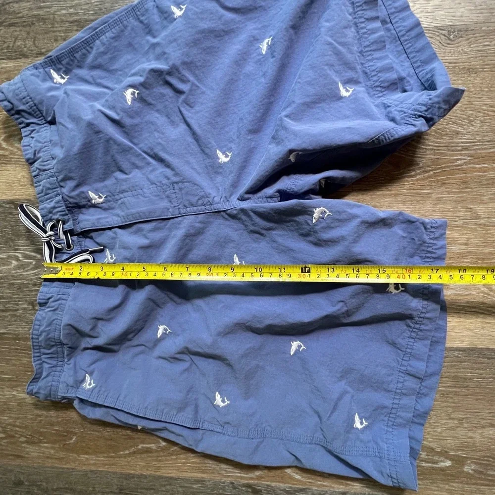 Cremieux Swim Trunks Mens Large Blue Shark Embroidered Drawstring Mesh Lined